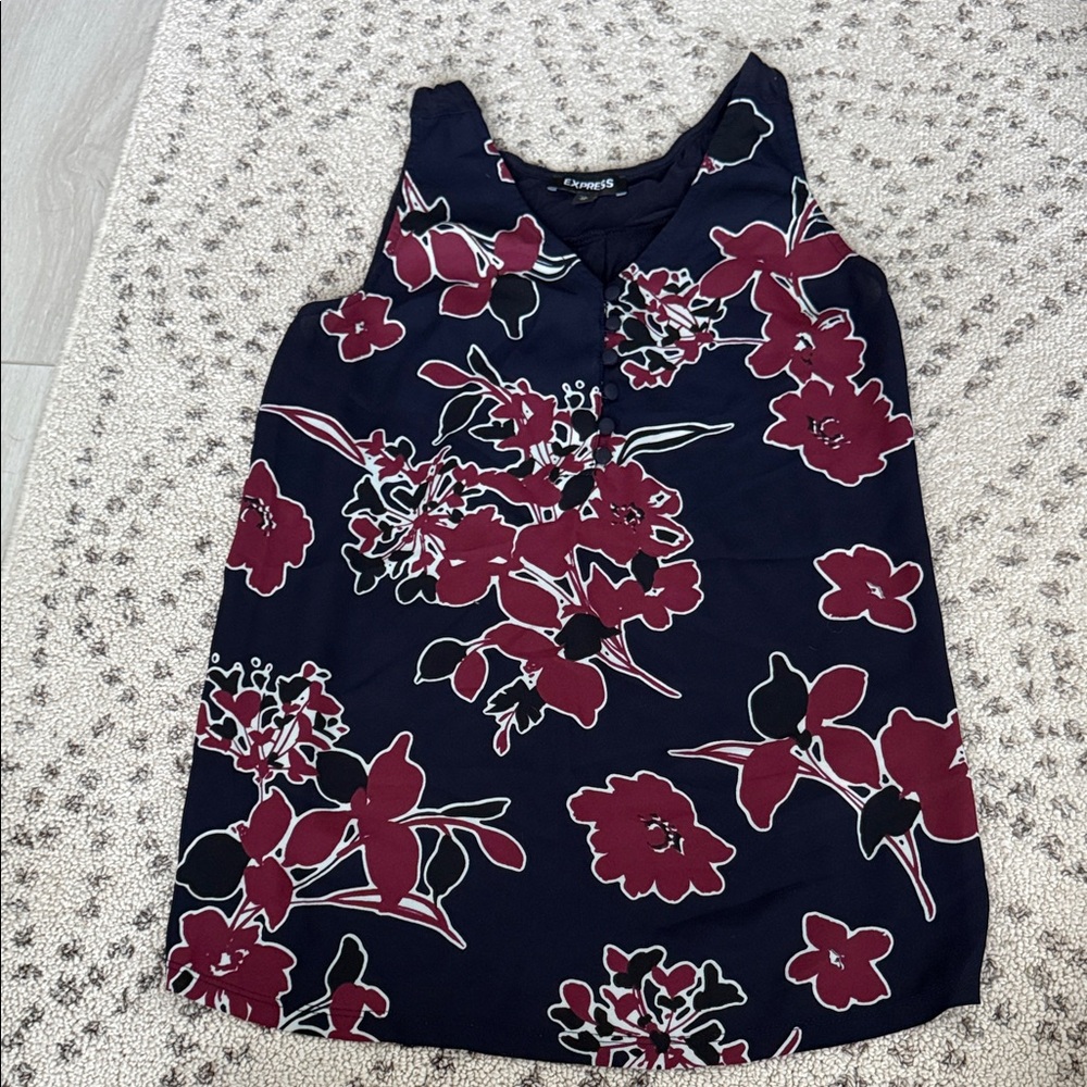 Express  women’s sleeveless top , navy, floral, XS
